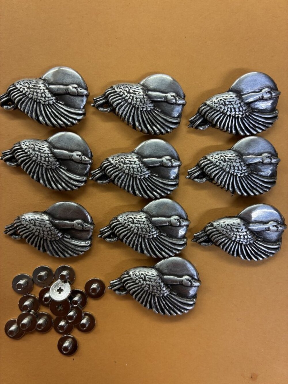 Lot of 10 Flying Goose Conchos with Screws 1-1/4"